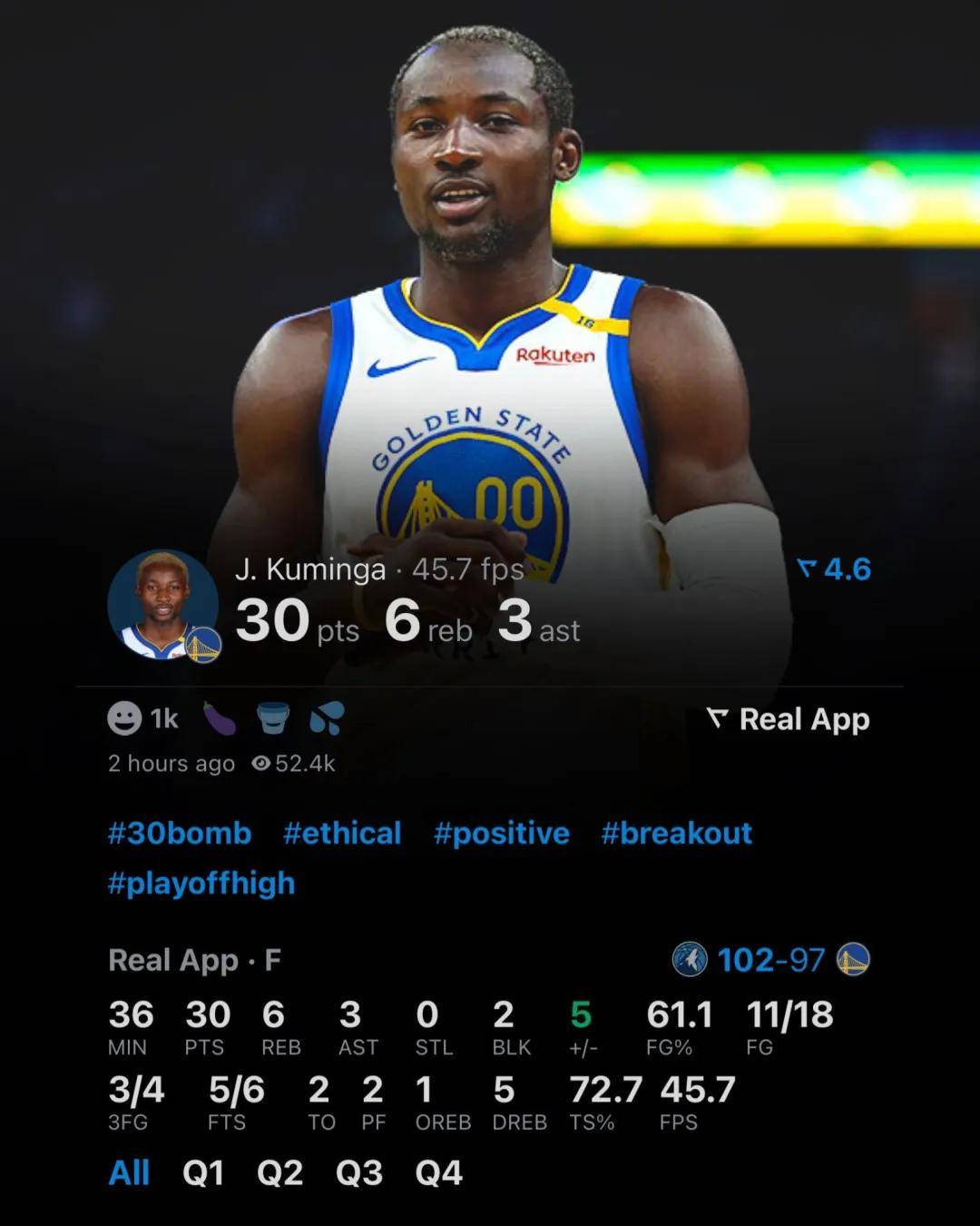 FB体育官网-勇士队后卫再砍40+，连续两场单场超40